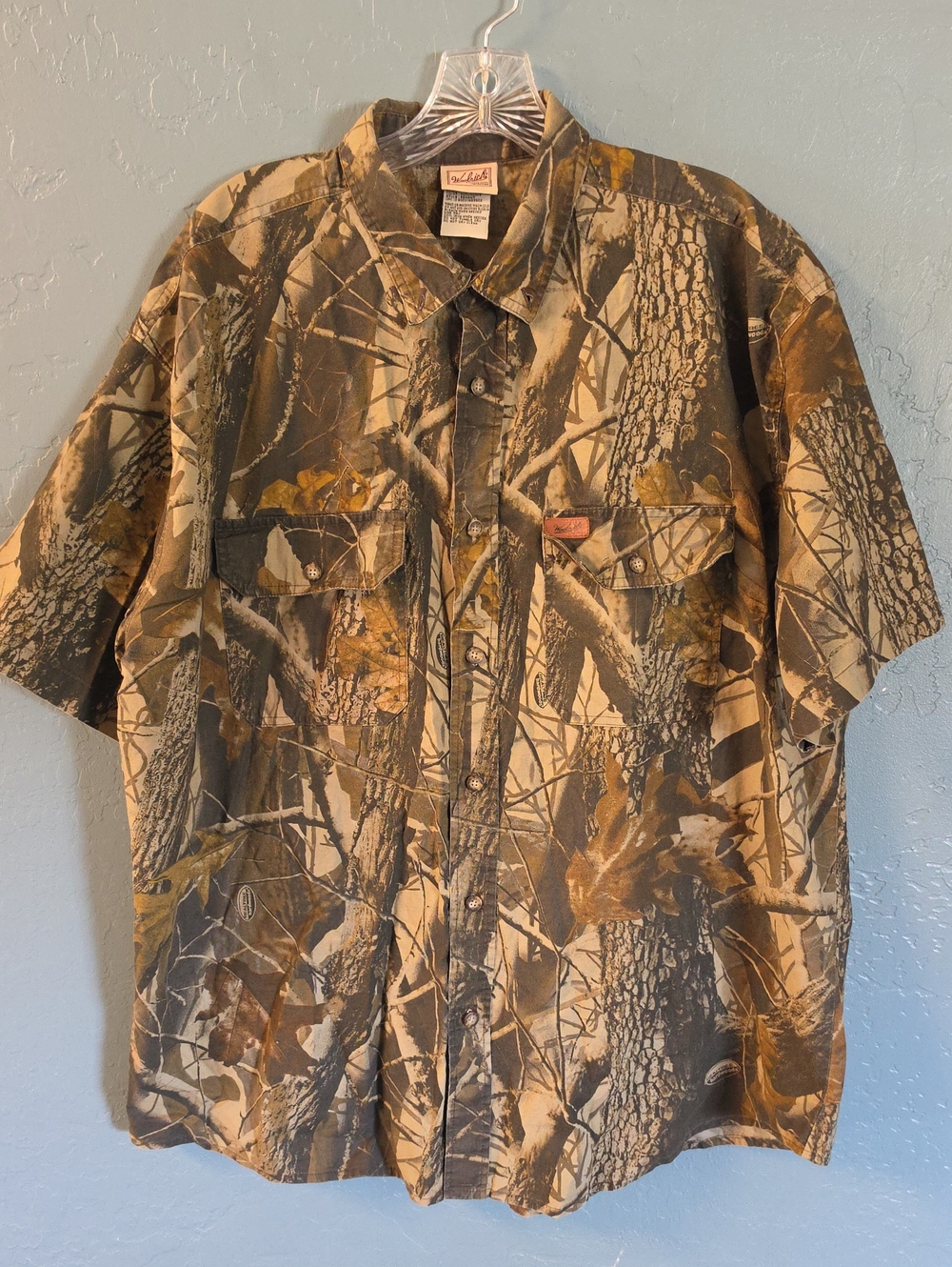 VTG Realtree Woolrich Short-Sleeve Camo Shirt Jacket in Brown & Green